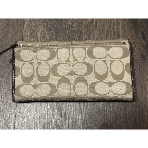 Coach Logo Wallet Beige Brown Flawed - Picture 3 of 16